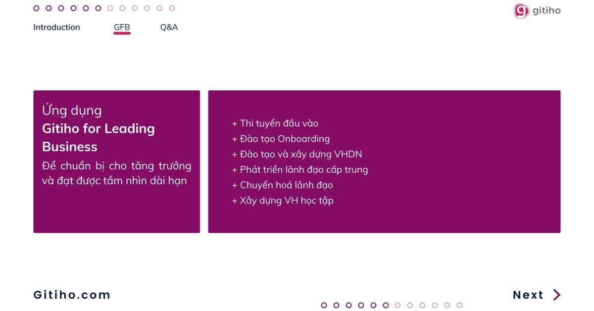 Ứng dụng của Gitiho for Leading Business