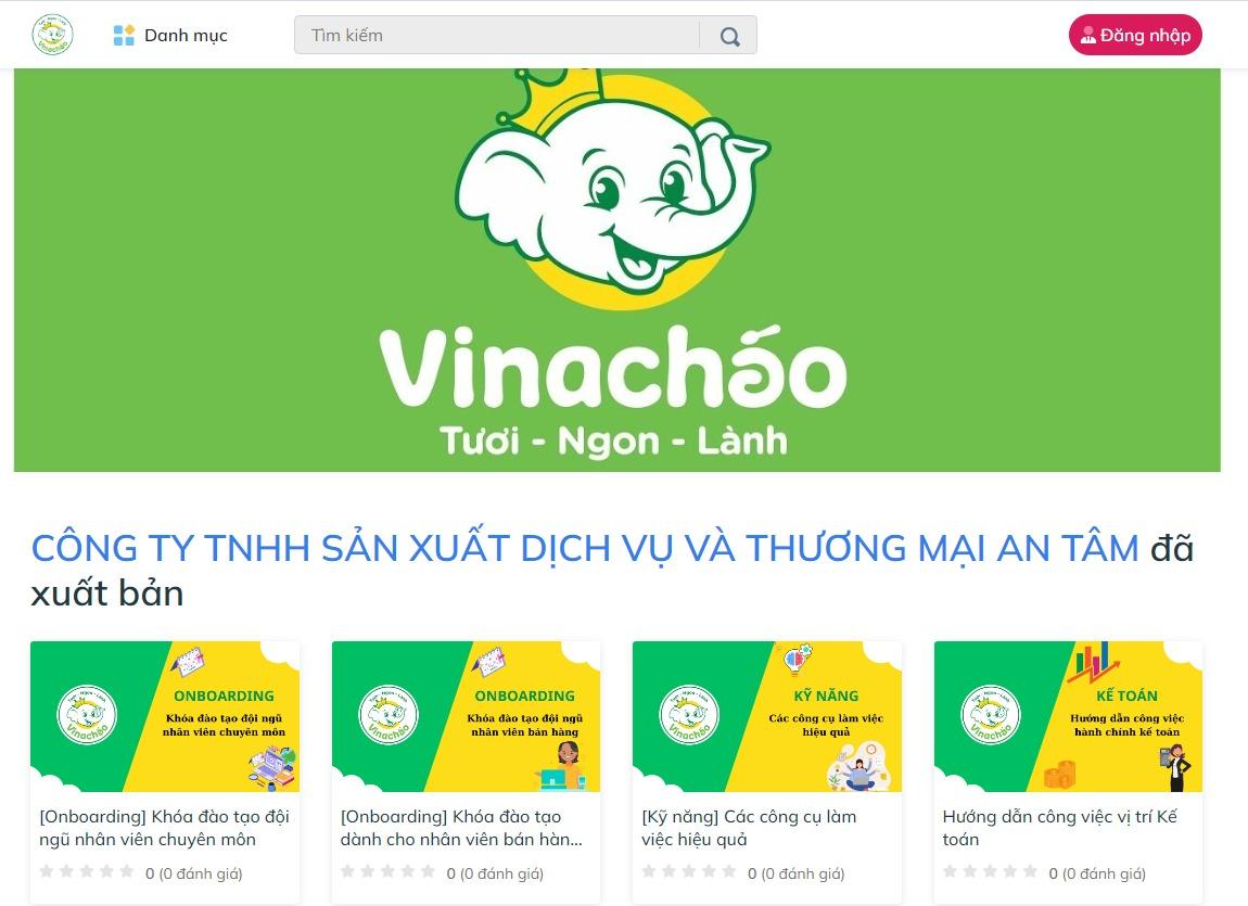 Giao diện hệ thống quản lý học tập LMS của Vinachao