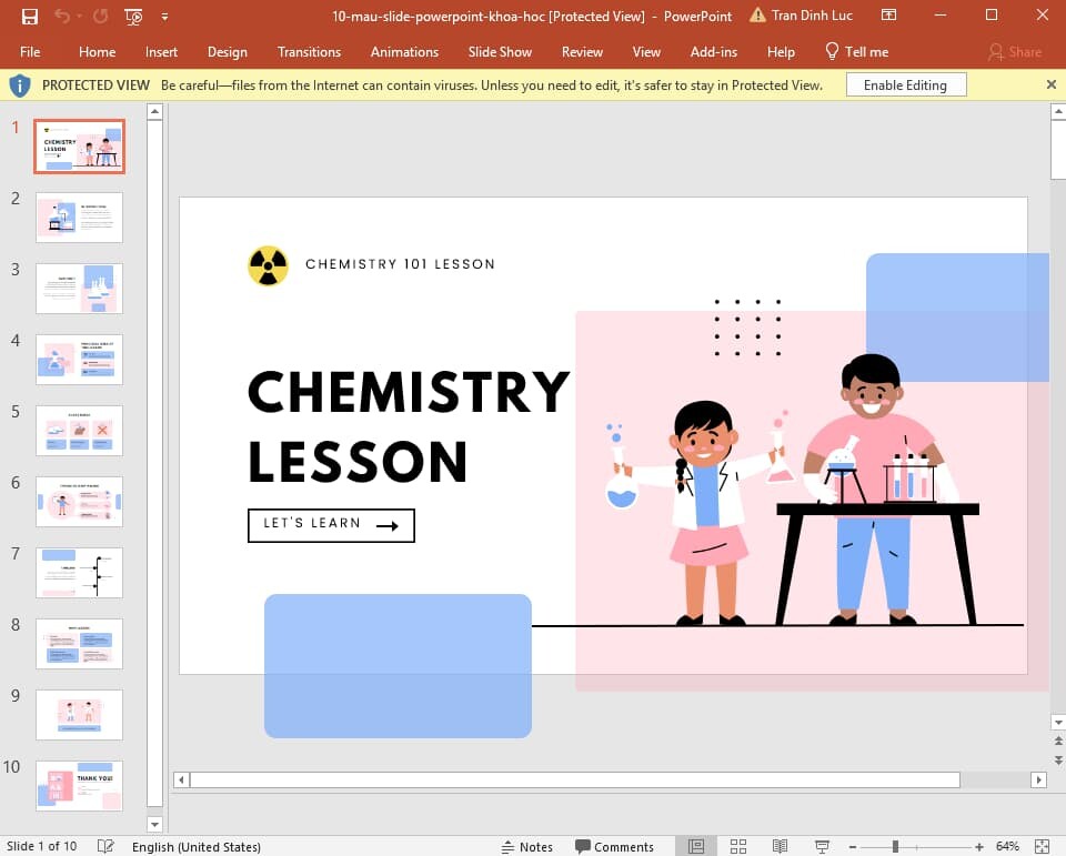 mẫu slide powerpoint đẹp về hóa học 10