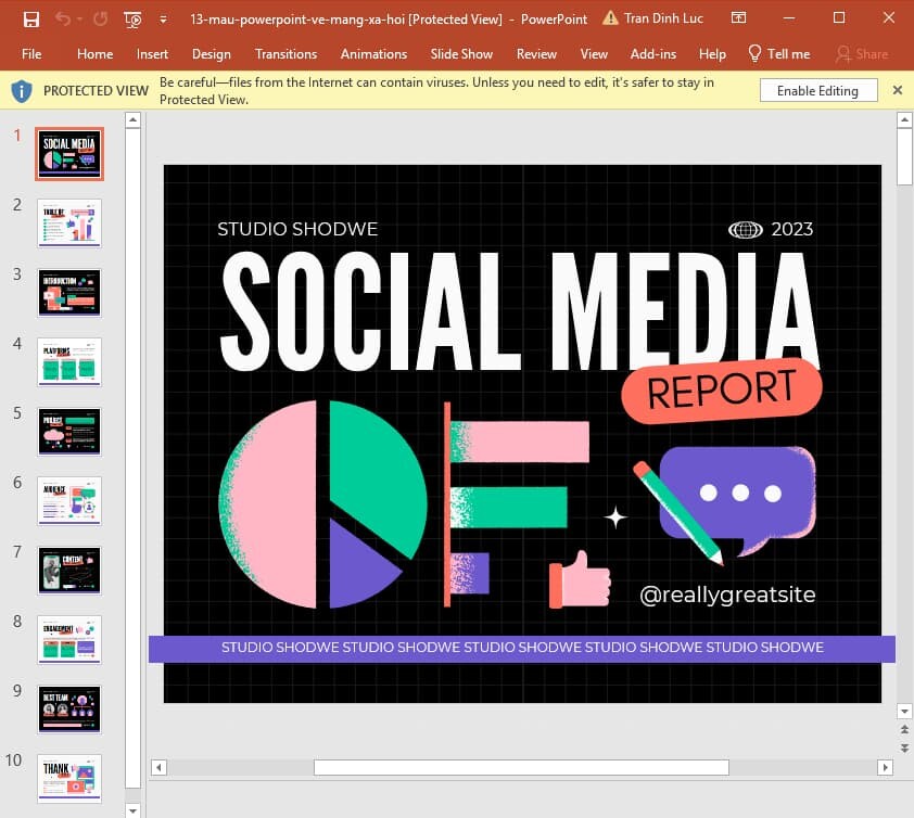 mẫu slide bài thuyết trình powerpoint về mạng xã hội 13