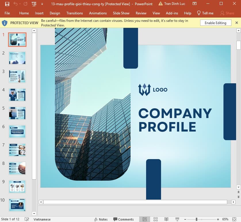 mẫu profile công ty bằng Powerpoint 13