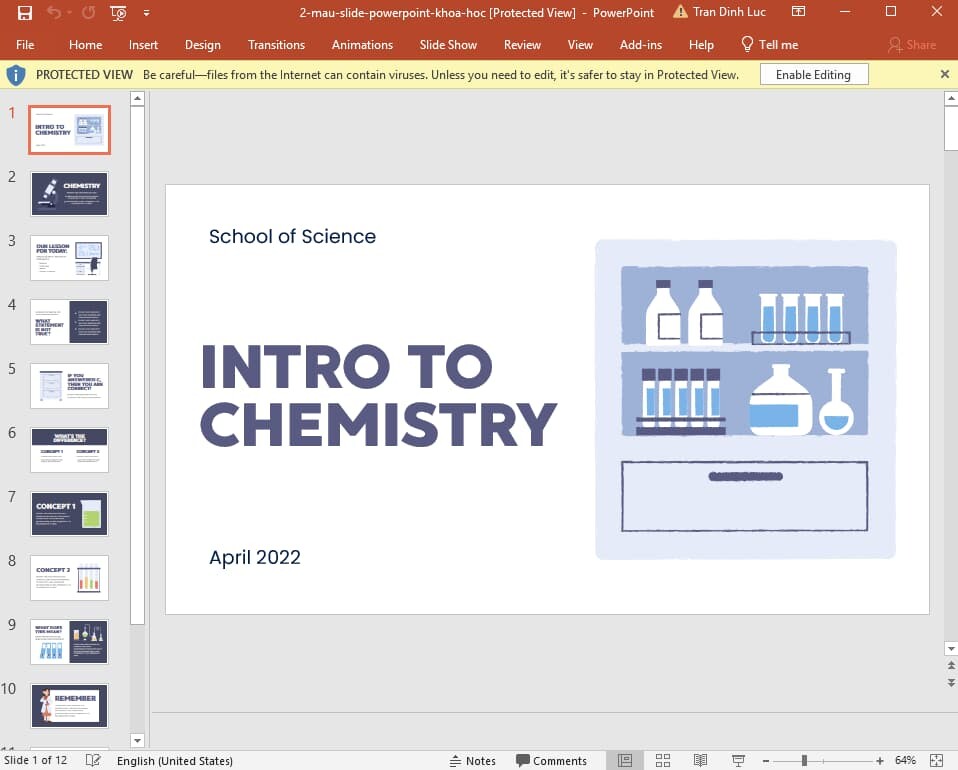 mẫu slide powerpoint đẹp về hóa học 2