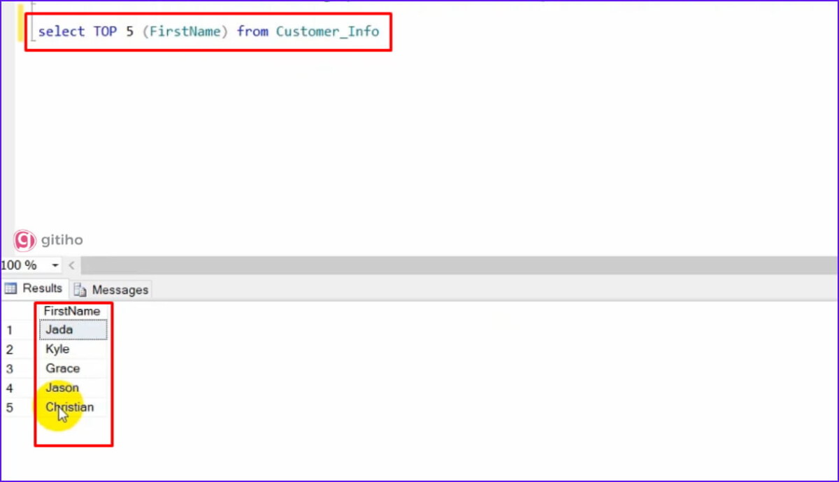Ví dụ về câu lệnh SELECT TOP trong mySQL 2