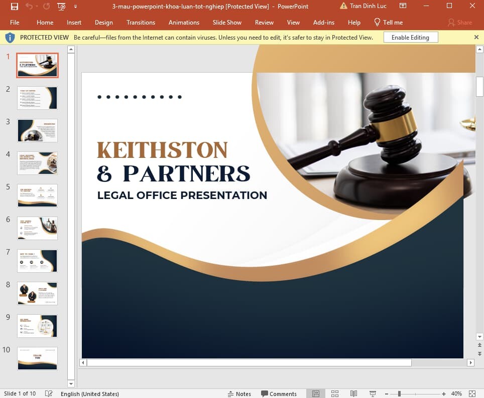Mẫu Powerpoint KLTN ngành Luật 3