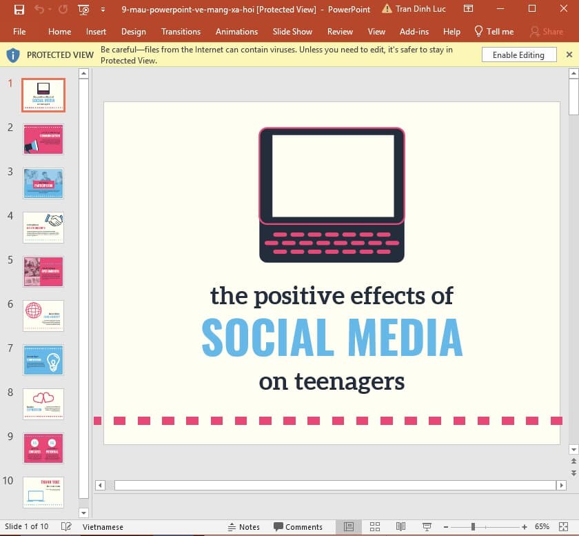 mẫu slide bài thuyết trình powerpoint về mạng xã hội 9