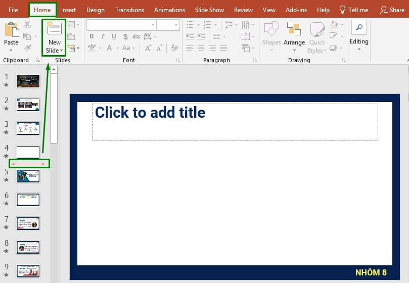 Cách chèn thêm trang chiếu slide mới trên máy tính cách 2-1