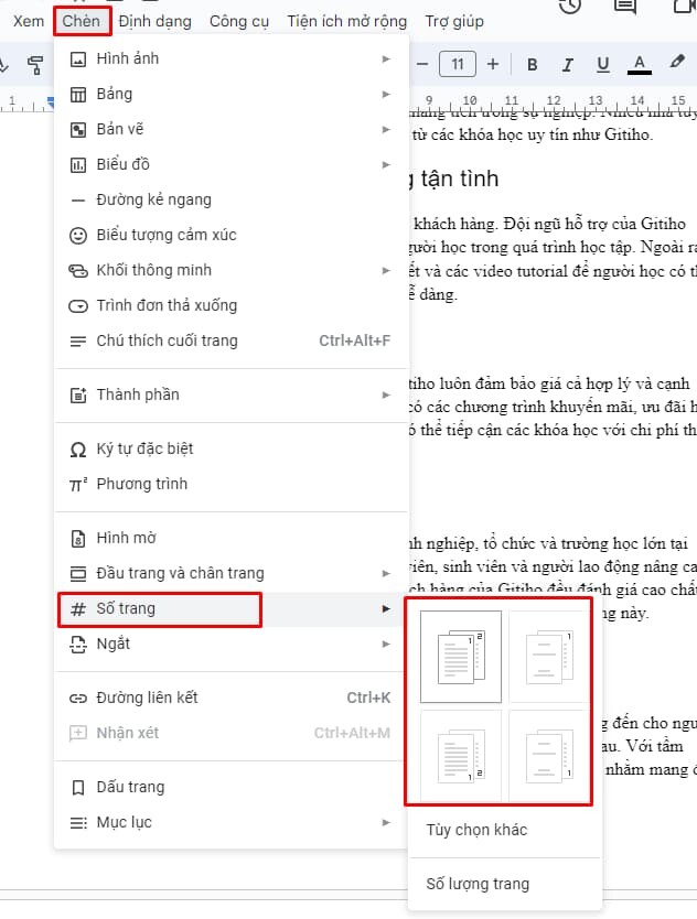 Cách đánh số trang trong Google Doc 4