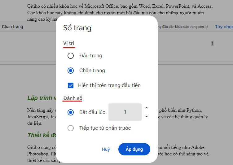 Cách đánh số trang trong Google Doc 6