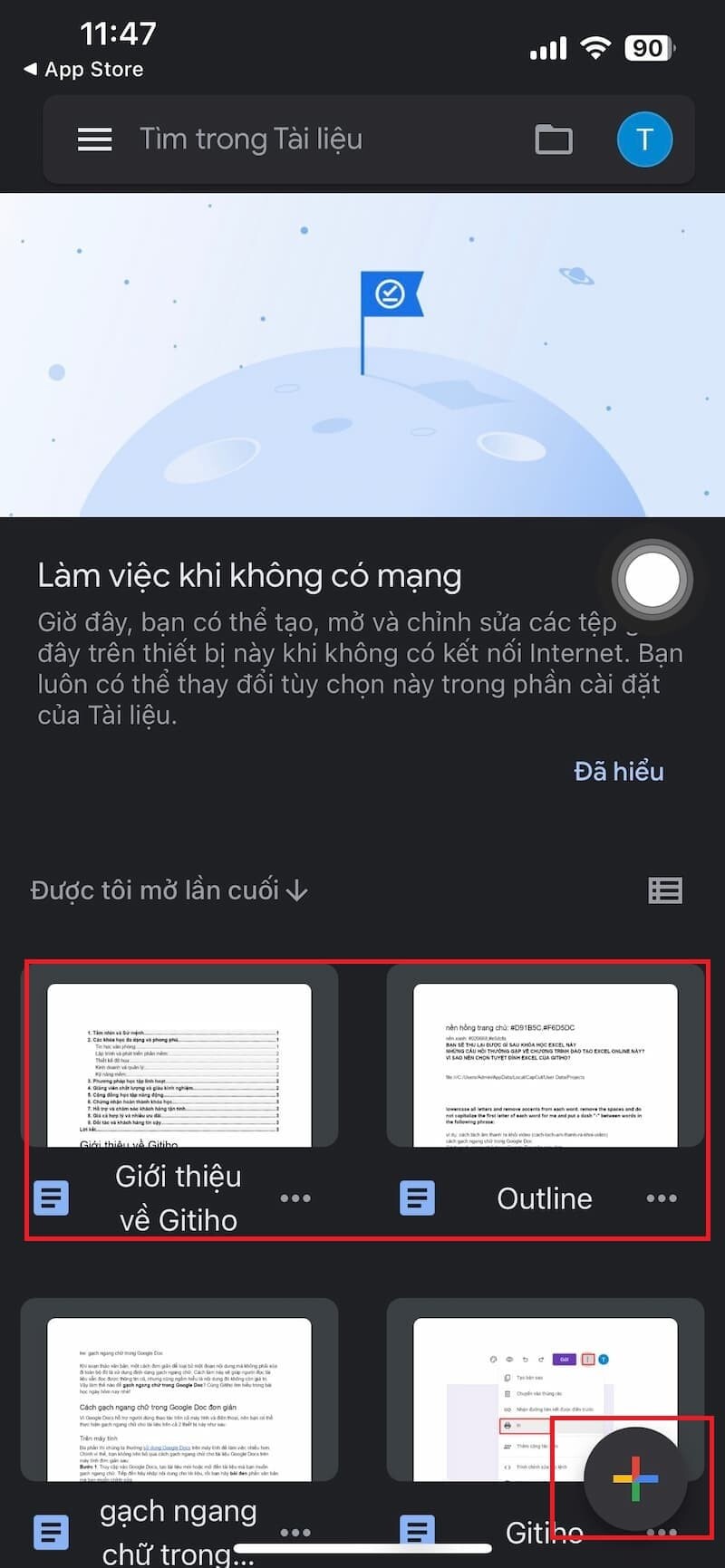 Cách gạch ngang chữ trong Google Doc trên điện thoại 1