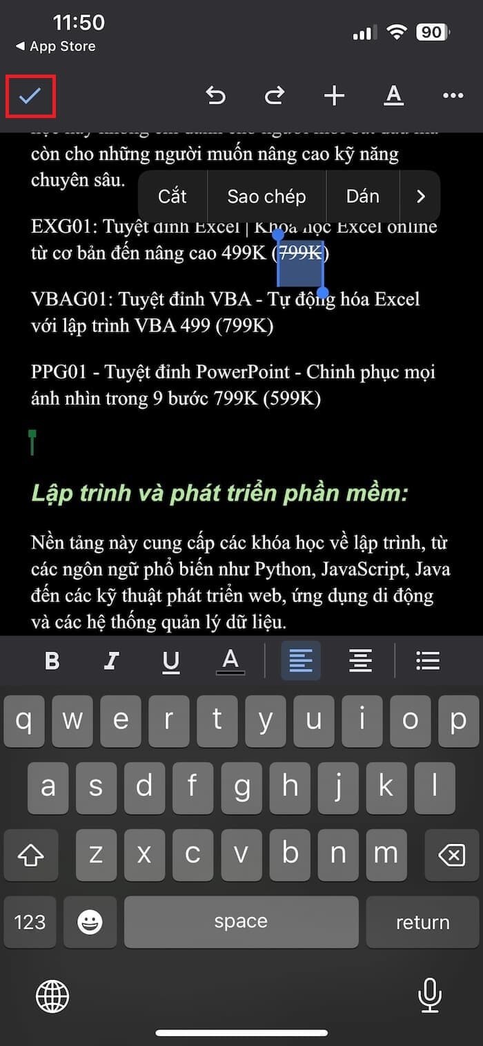 Cách gạch ngang chữ trong Google Doc trên điện thoại 5