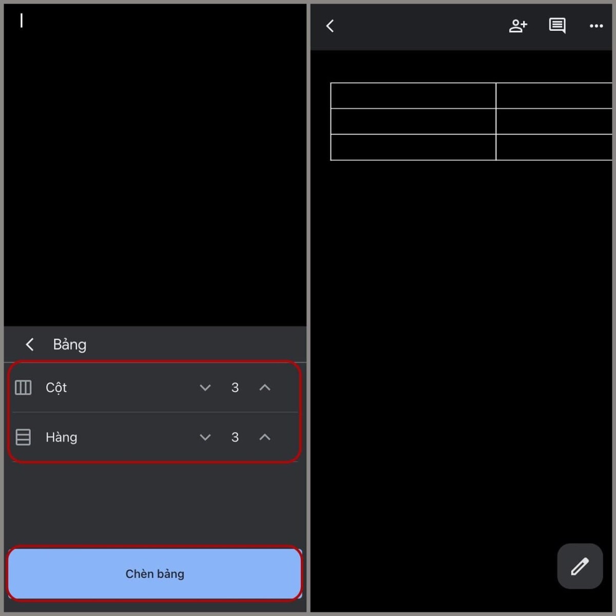 Cách kẻ bảng trong Google Docs trên điện thoại 2
