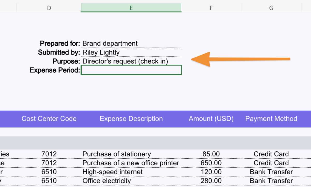 Cách làm báo cáo chi phí kinh doanh trong Excel 2