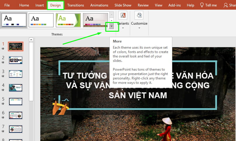 Cách thay phông nền Powerpoint bằng công cụ Design 1