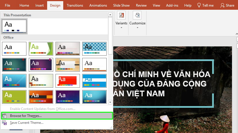 Cách thay phông nền Powerpoint bằng công cụ Design 4