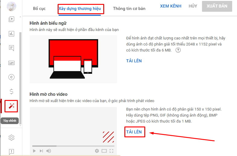 Cách upload logo lên kênh Youtube 1
