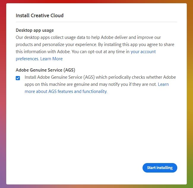 Cài đặt Adobe creative cloud về máy tính 6