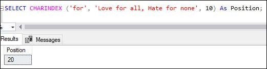 Cú pháp hàm CHARINDEX trong SQL