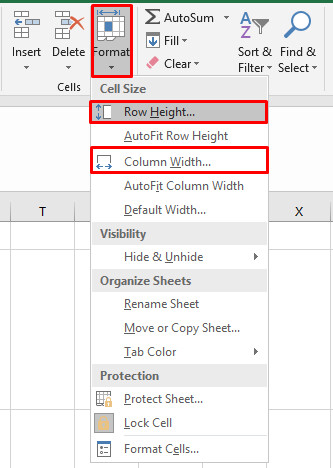 đặt lại kích thước ô hàng loạt trong Excel