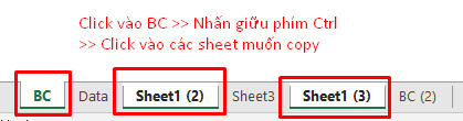 chọn các sheet không liền kề nhau trong file