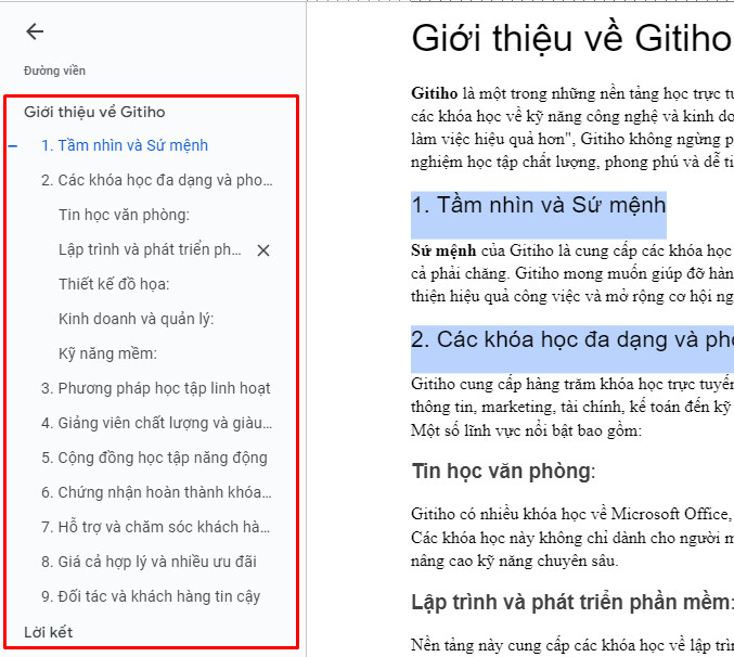 Đặt thẻ tiêu đề trong google doc 2