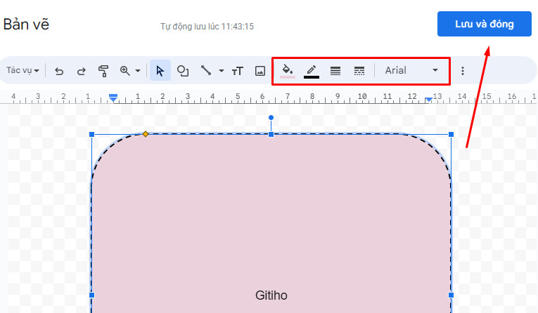 Dùng công cụ Drawing trên Google Docs để vẽ khung 4