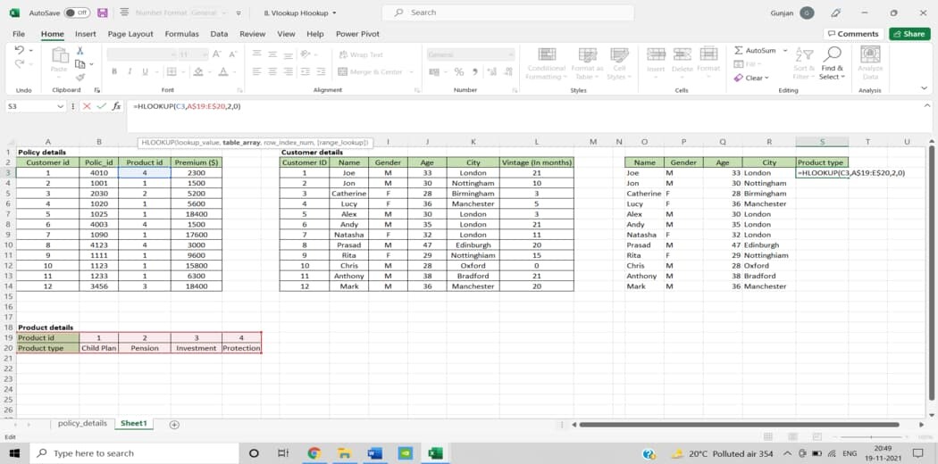 Dùng hàm HLOOKUP trong phân tích dữ liệu