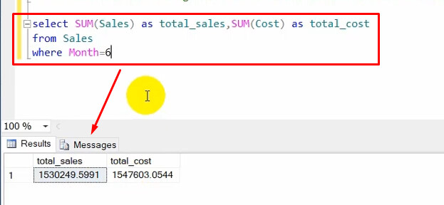 Ví dụ về cách dùng hàm SUM trong SQL 3