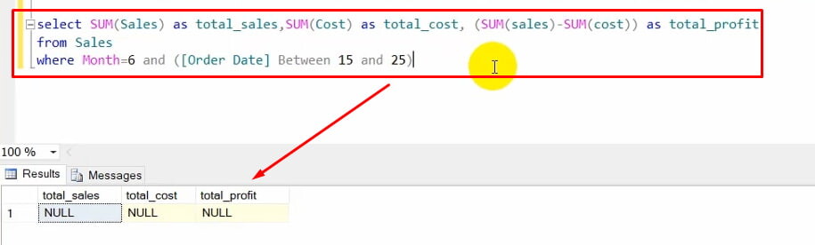 Ví dụ về cách dùng hàm SUM trong SQL 4