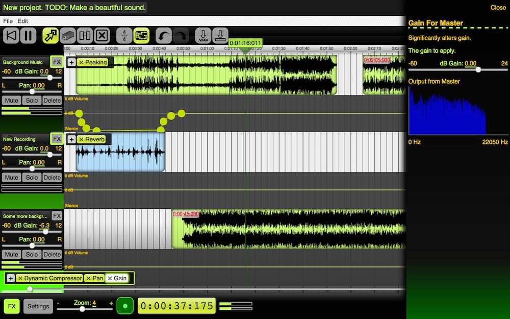 phần mềm chỉnh sửa âm thanh online Beautiful Audio Editor