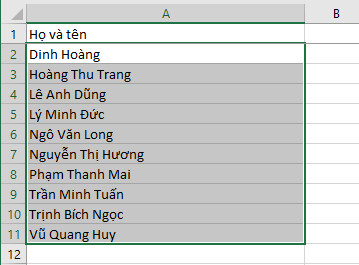 hướng dẫn sort trong excel ở định dạng Text