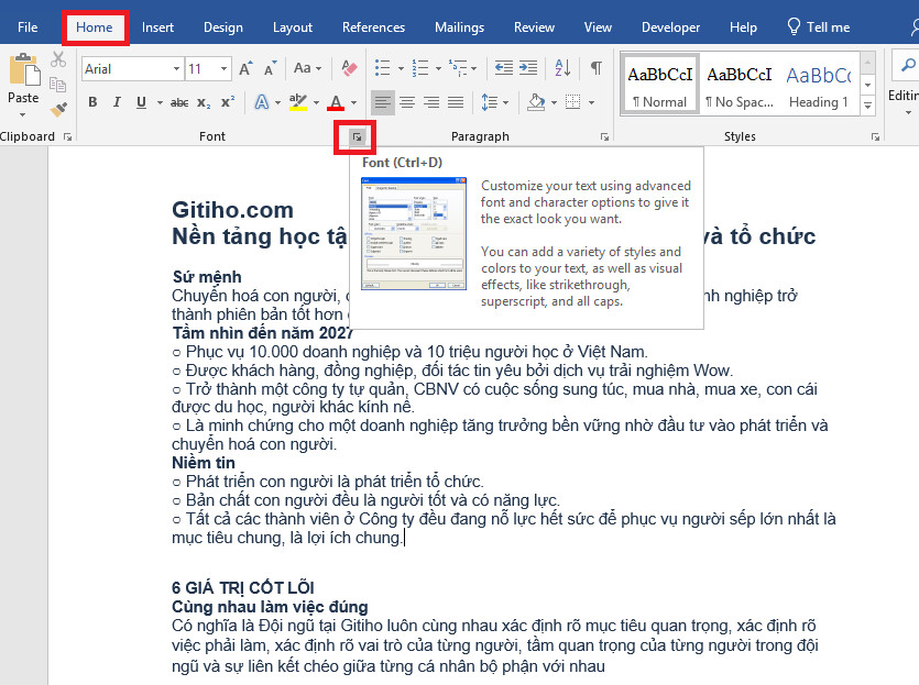 Sửa lỗi khoảng cách chữ trong word 2007, 2010, 2013, 2016, 2019 bước 2, 3