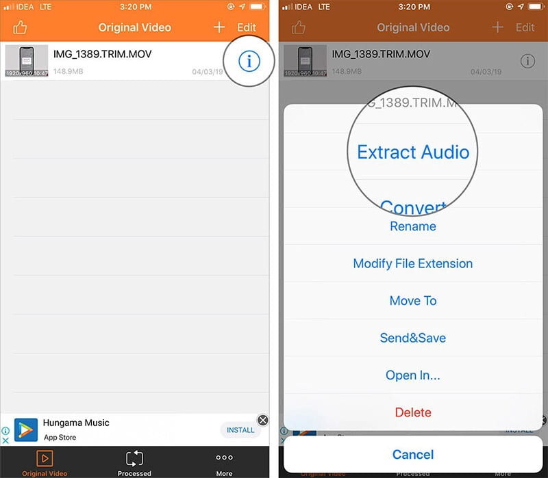 Tách âm thanh ra khỏi video trên iPhone bằng Extract Audio 4