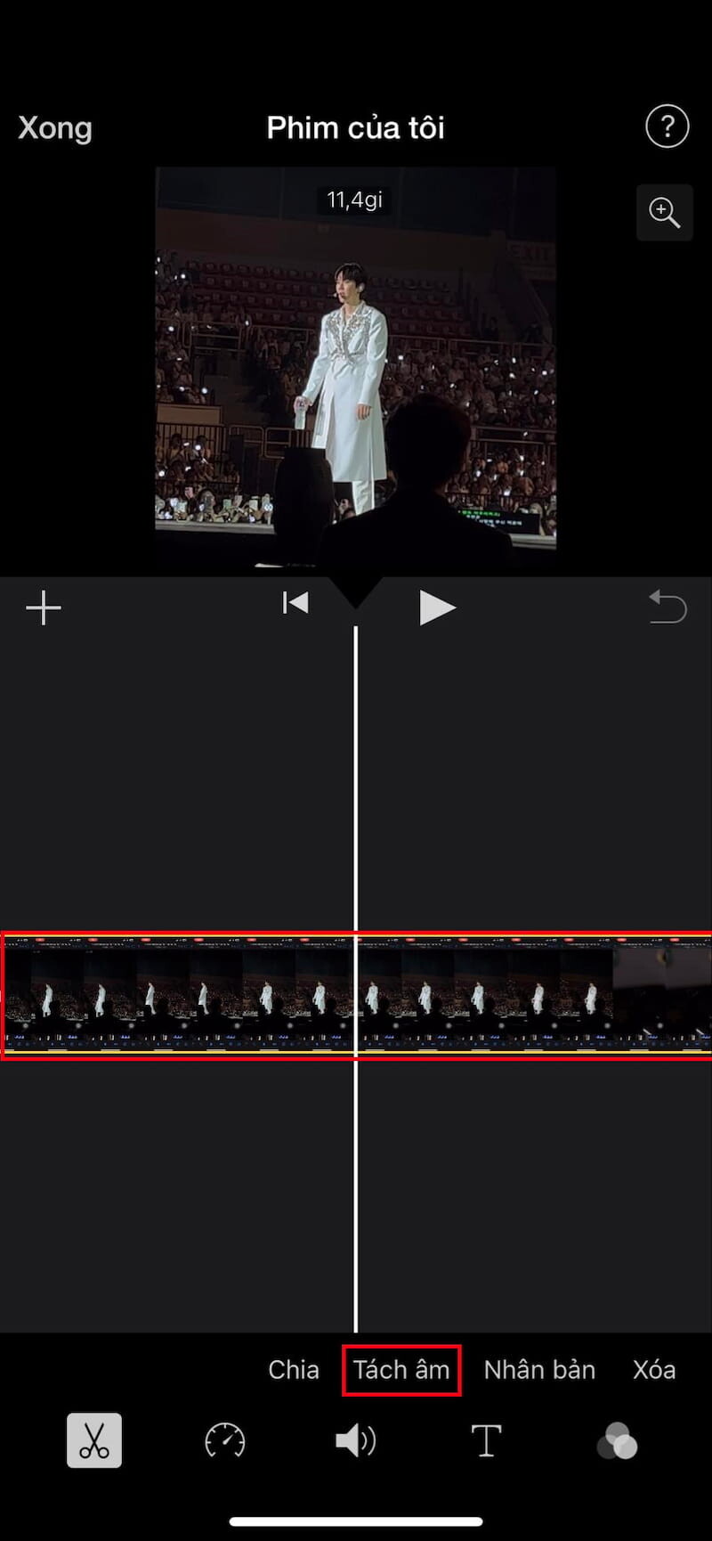 Tách âm thanh ra khỏi video trên iPhone bằng iMovie 3
