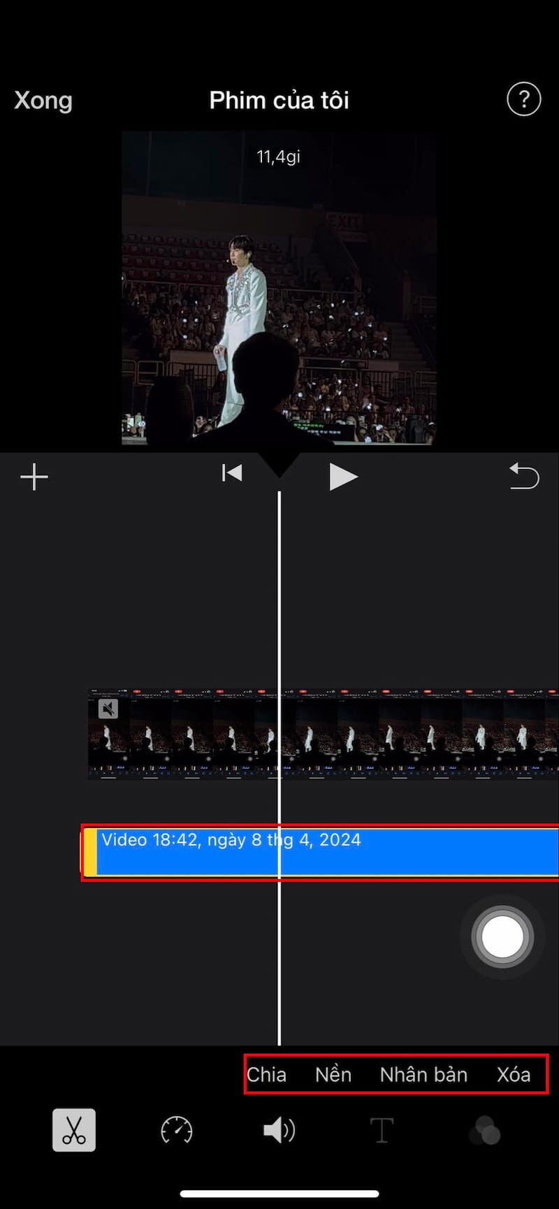 Tách âm thanh ra khỏi video trên iPhone bằng iMovie 4