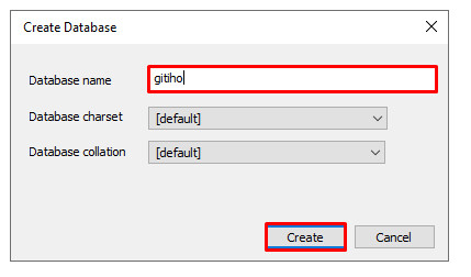 Tạo cơ sở dữ liệu trong SQL bằng nút chức năng 2