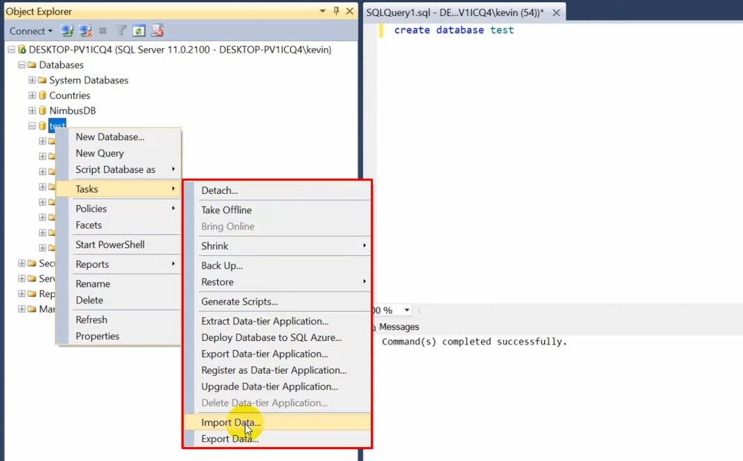 Tạo database mới trong SQL bằng câu lệnh 2