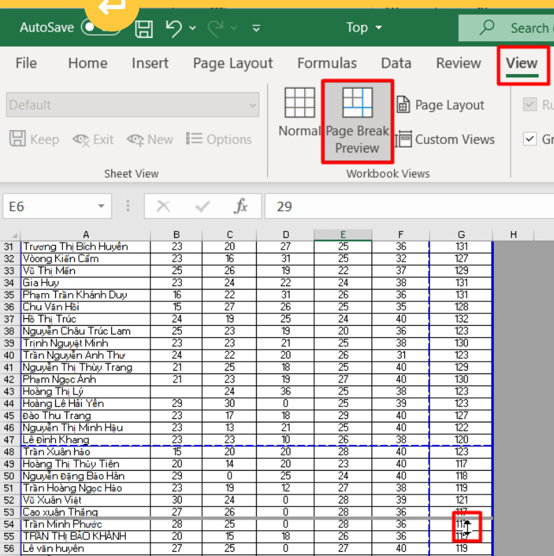 Tạo ngắt trang để in 1 trang trong Excel