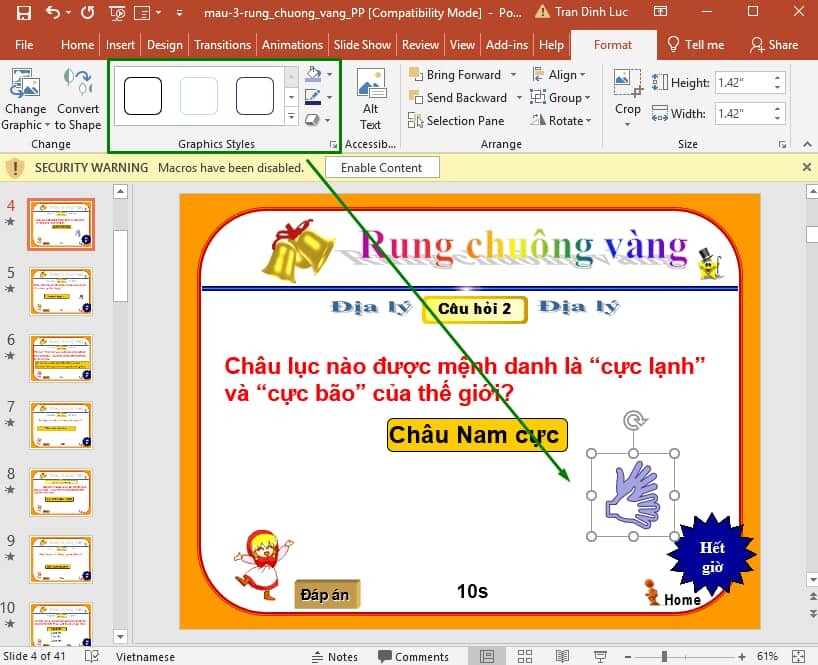 Thêm biểu tượng vỗ tay vào slide 3