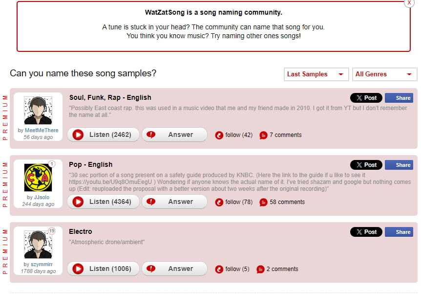 tìm bài hát bằng website Whatzatsong