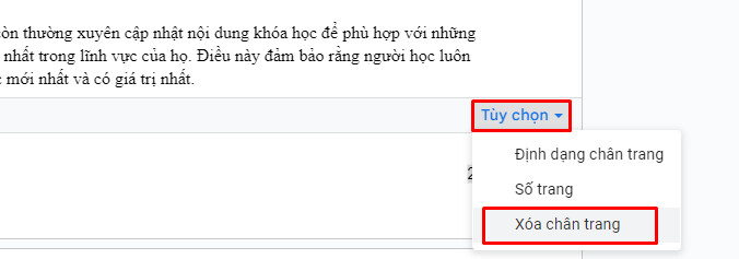 Xóa đánh số trang của tài liệu