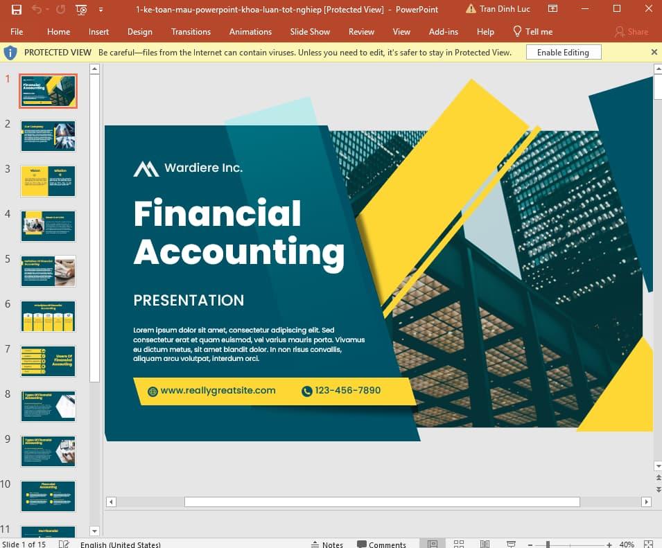Mẫu Powerpoint cho khóa luận tốt nghiệp ngành Kế toán 1