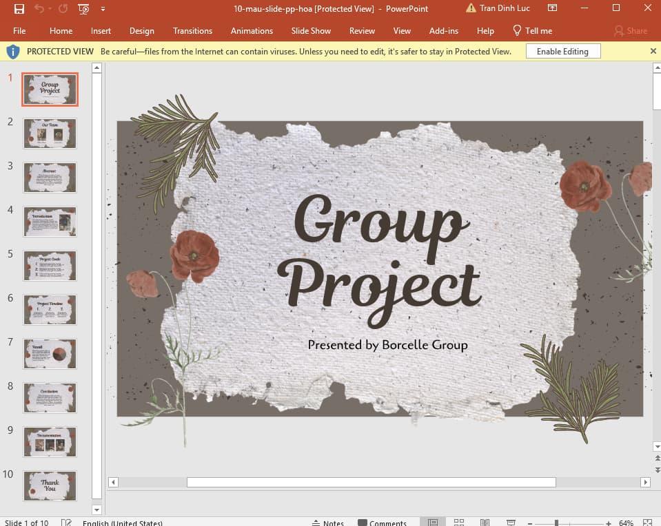 mẫu slide powerpoint hoa 10