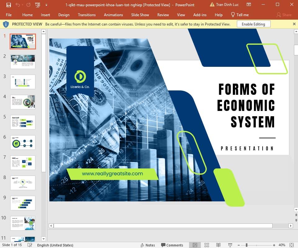 Mẫu slide tốt nghiệp ngành Quản lý kinh tế 1