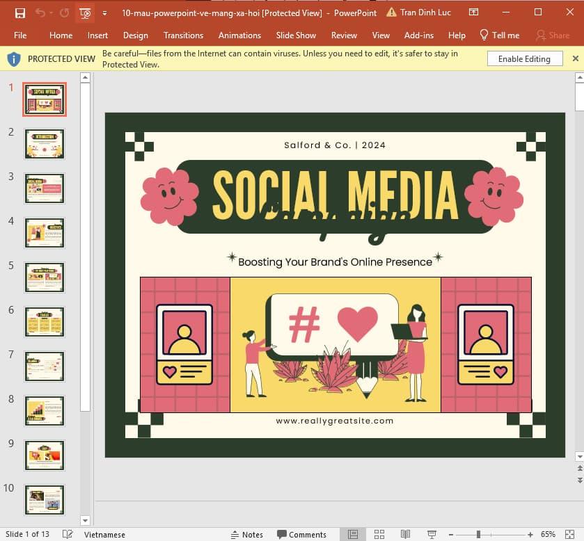 mẫu slide bài thuyết trình powerpoint về mạng xã hội 10