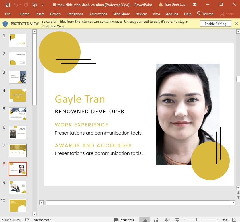 mẫu slide vinh danh cá nhân 10