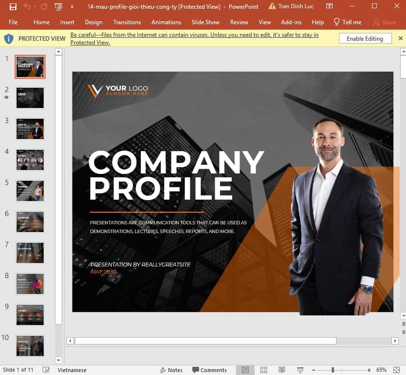 mẫu profile công ty bằng Powerpoint 14