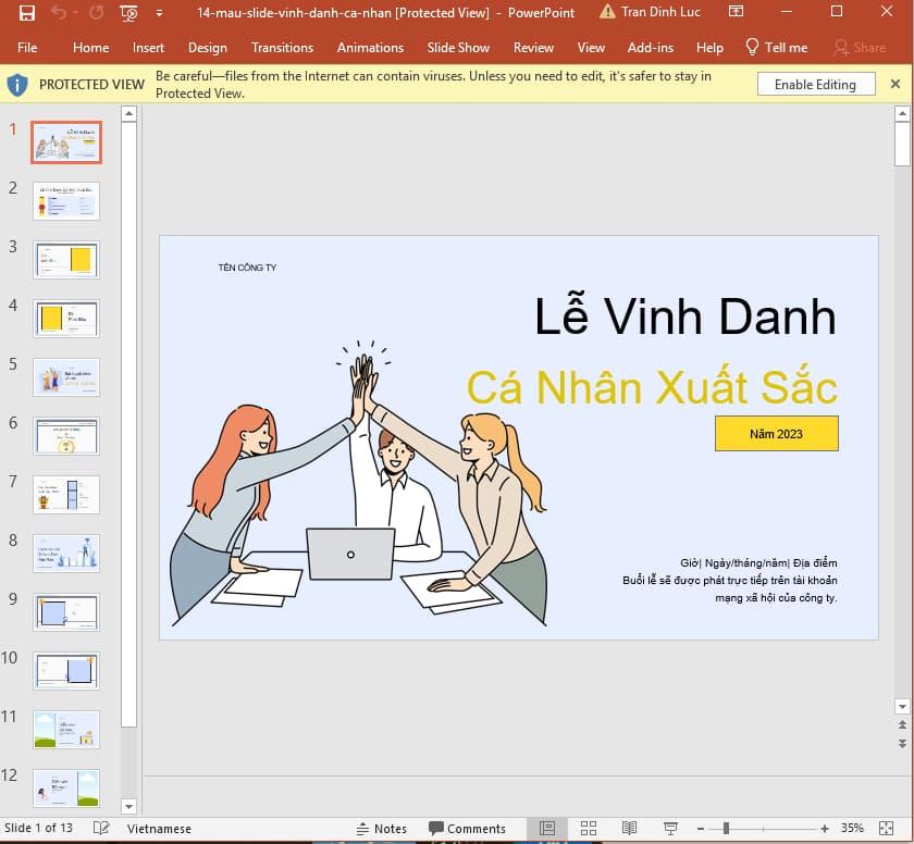 mẫu slide vinh danh cá nhân 14\