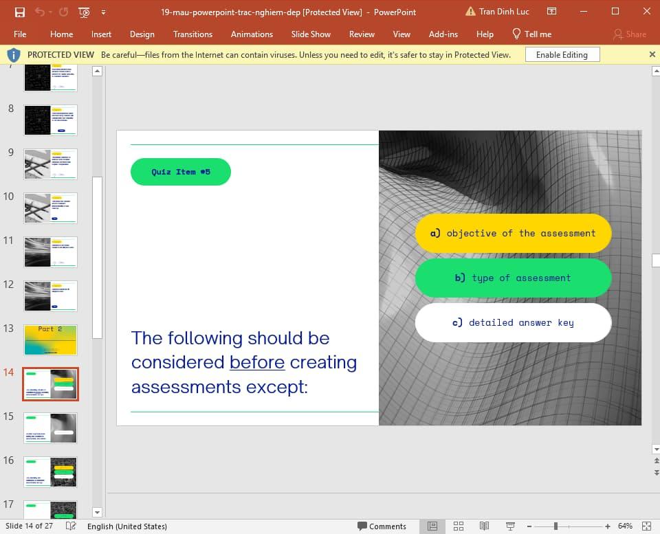 mẫu Powerpoint trắc nghiệm đẹp 19