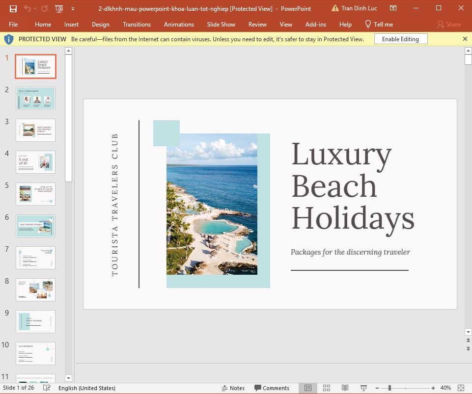 Mẫu Slide KLTN ngành du lịch, khách sạn, nhà hàng 2