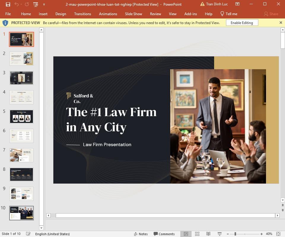 Mẫu Powerpoint KLTN ngành Luật 2